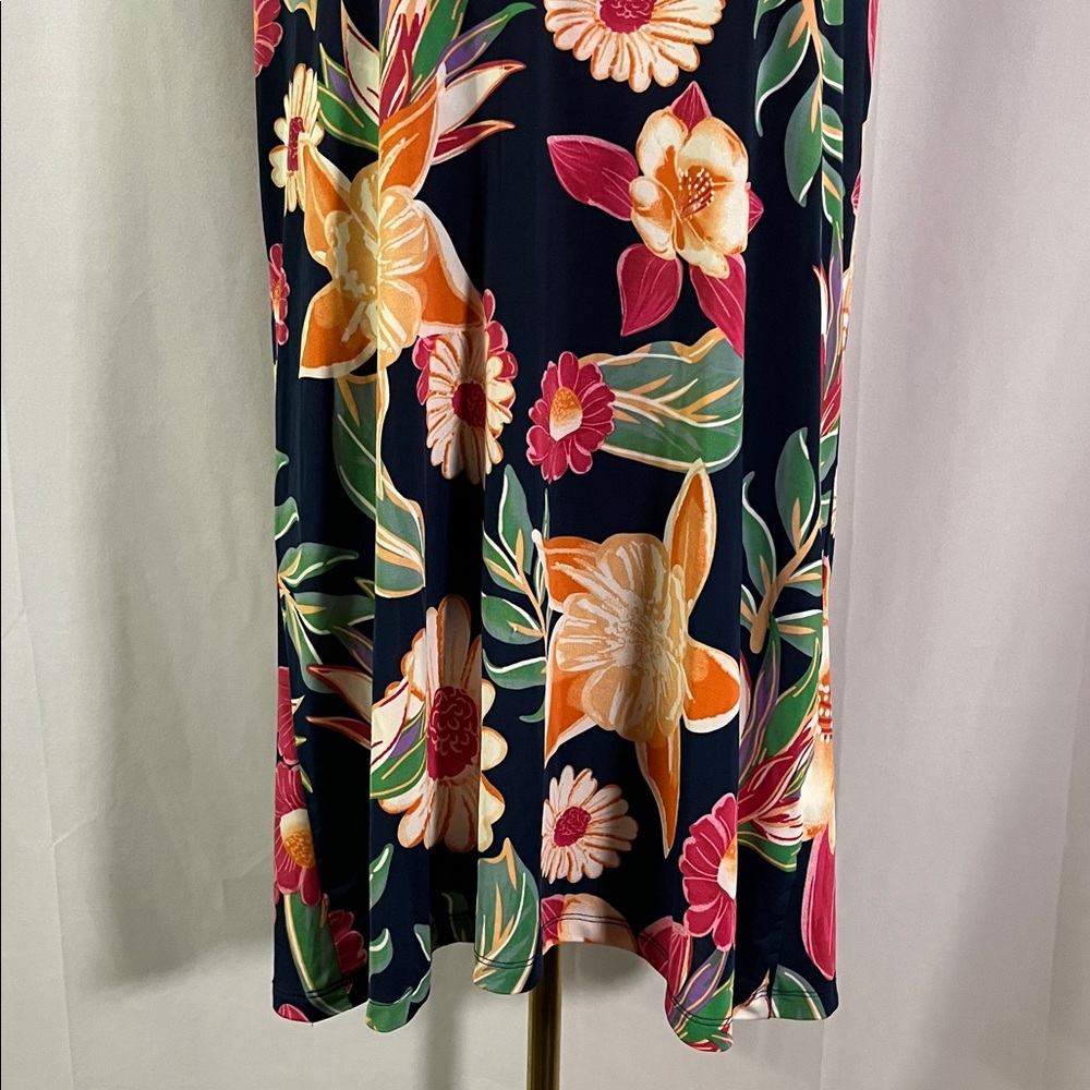 Beach Break Navy Multicolor Floral Sleeveless V-Neck Beach Dress Swim Coverup - Picture 7 of 15